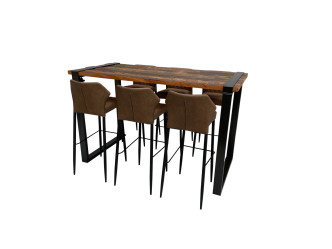 Industrial Hightableset 6P. 1,8 m Cognac