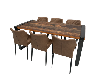 Industrial Dinnertableset 6P. 1,80 m Cognac