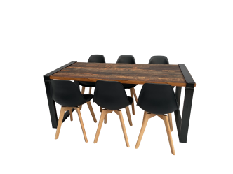 Industrial Dinnertableset 6P. 1,80 m schwarz